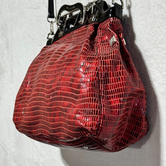 Roberta Di Camerino Italy Shoulder Handbag Shiny Red w/ Metal Handles RARE - Picture 14 of 16